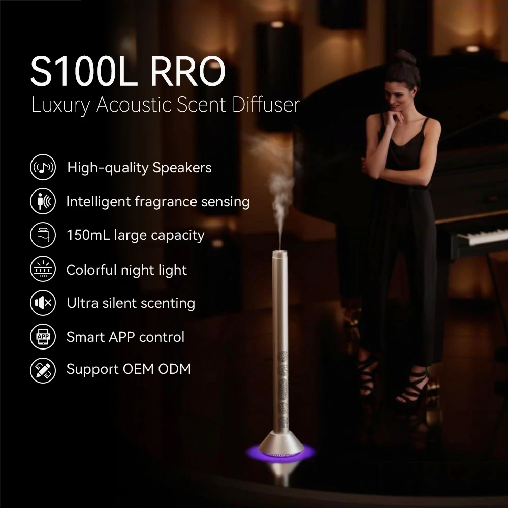 Difusor de perfume em torre S100L PRO Premium com alto-falante