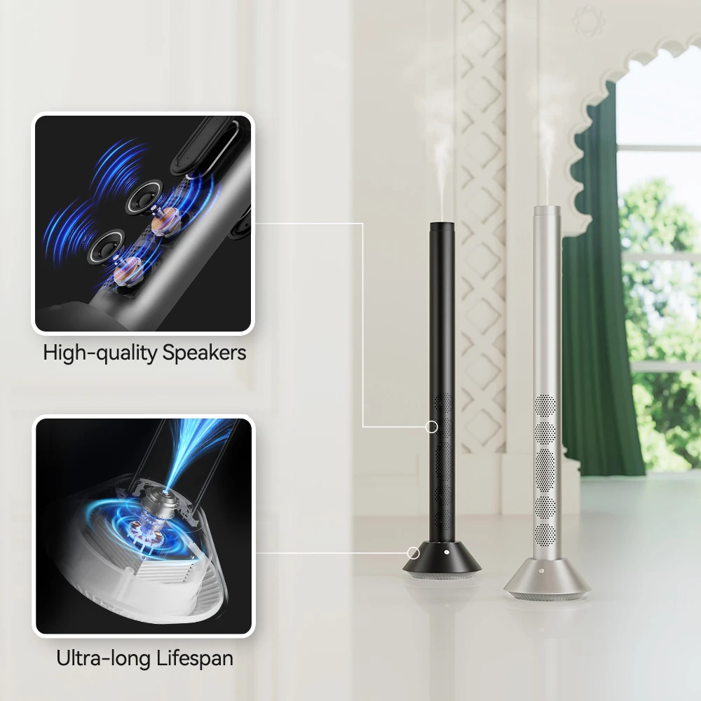 Difusor de perfume em torre S100L PRO Premium com alto-falante