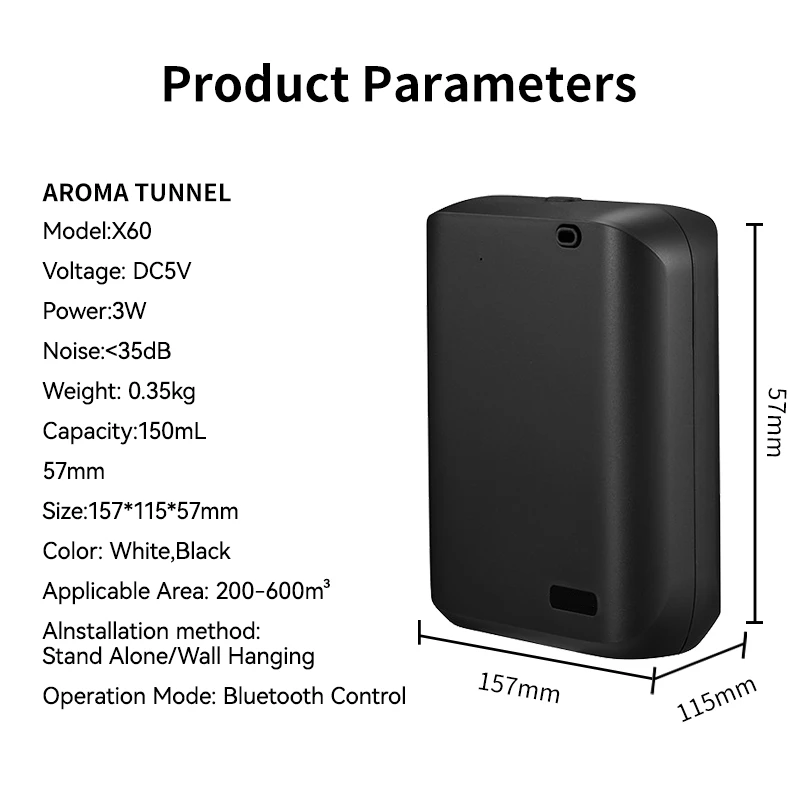 Difusor de perfume montado na parede X60 Mini Bluetooth